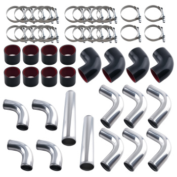 12PCS Universal Aluminum 3 Inch Intercooler Piping Kit w/Coupler and T-Clamps