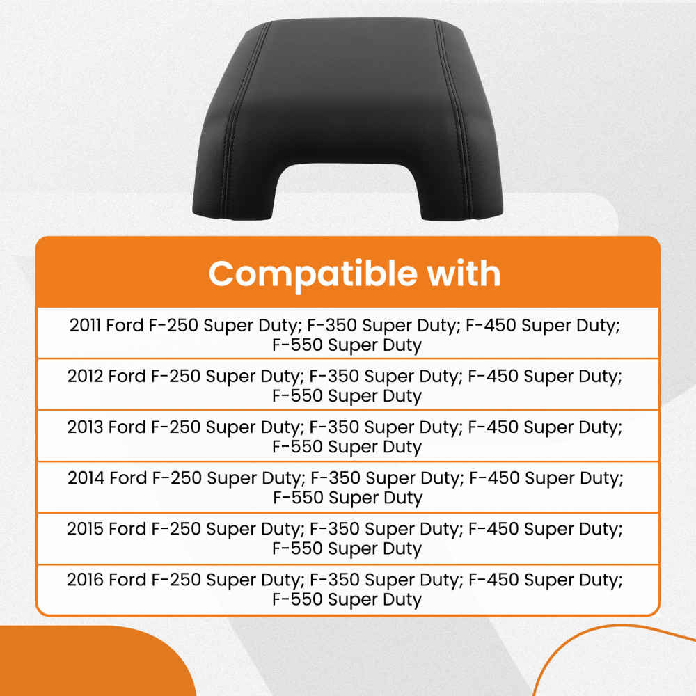 Console Lid Armrest Cover Leather compatible for Ford F-250 F-350 F-450 F-550 2011-2016