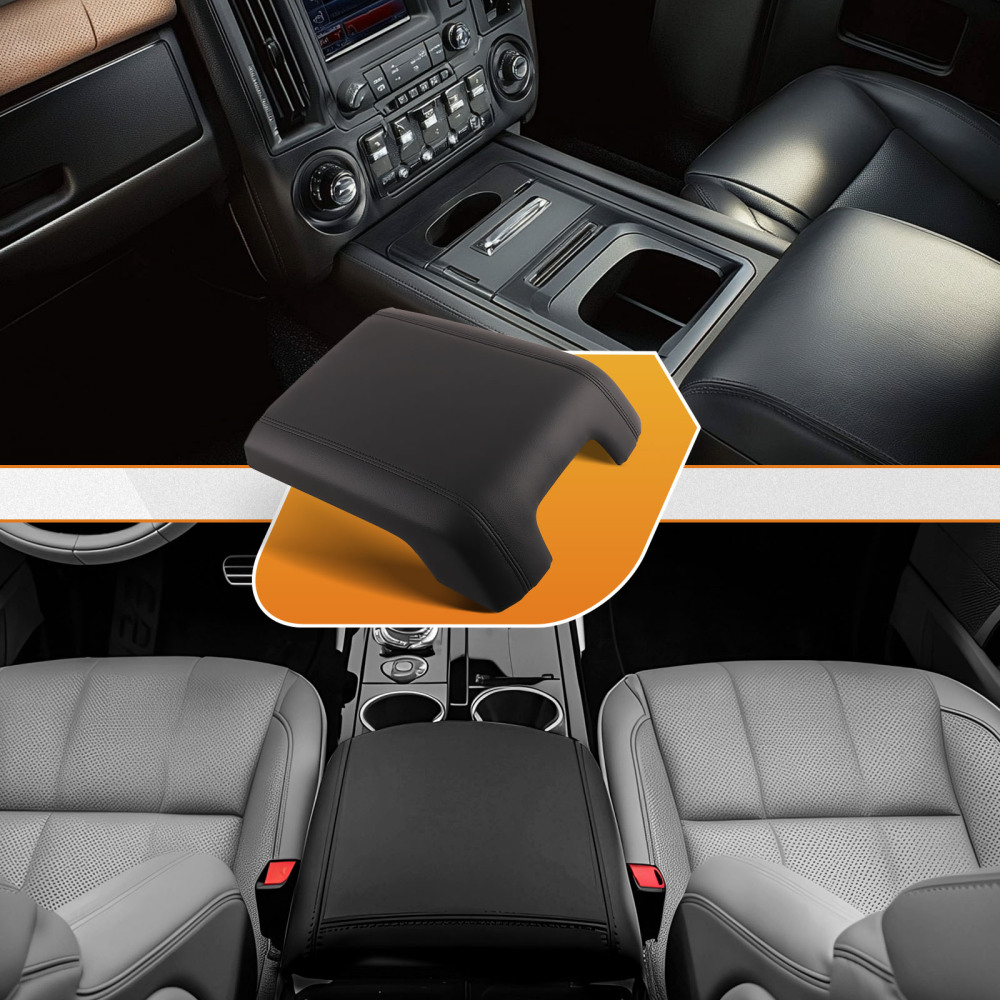 Console Lid Armrest Cover Leather compatible for Ford F-250 F-350 F-450 F-550 2011-2016