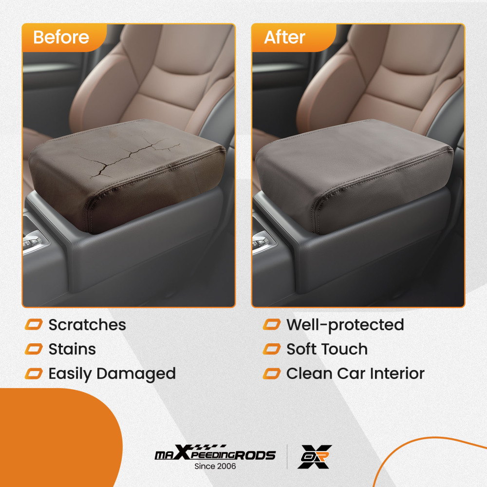 1xGray Leather Center Console Armrest Lid Cover compatible for Toyota Tacoma 2005-2015