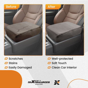 1xGray Leather Center Console Armrest Lid Cover compatible for Toyota Tacoma 2005-2015