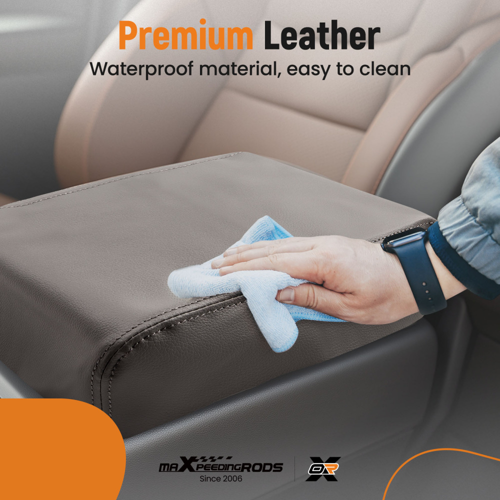 1xGray Leather Center Console Armrest Lid Cover compatible for Toyota Tacoma 2005-2015