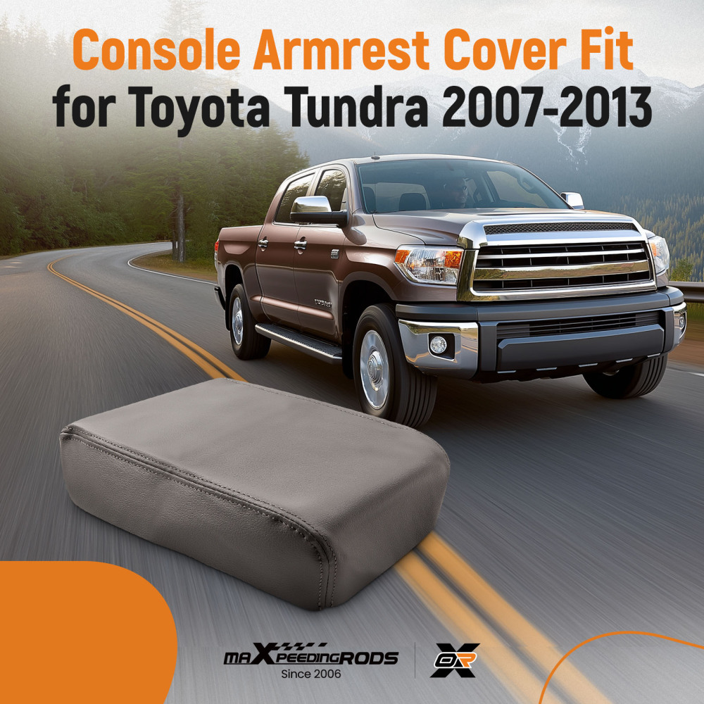 1xGray Leather Center Console Armrest Lid Cover compatible for Toyota Tacoma 2005-2015