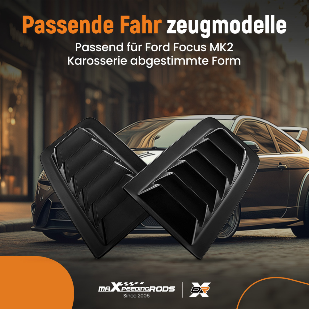 Plastic Bonnet compatible for Vents Air compatible for Vent Matte Black compatible for Ford Focus MK2 RS Style ABS