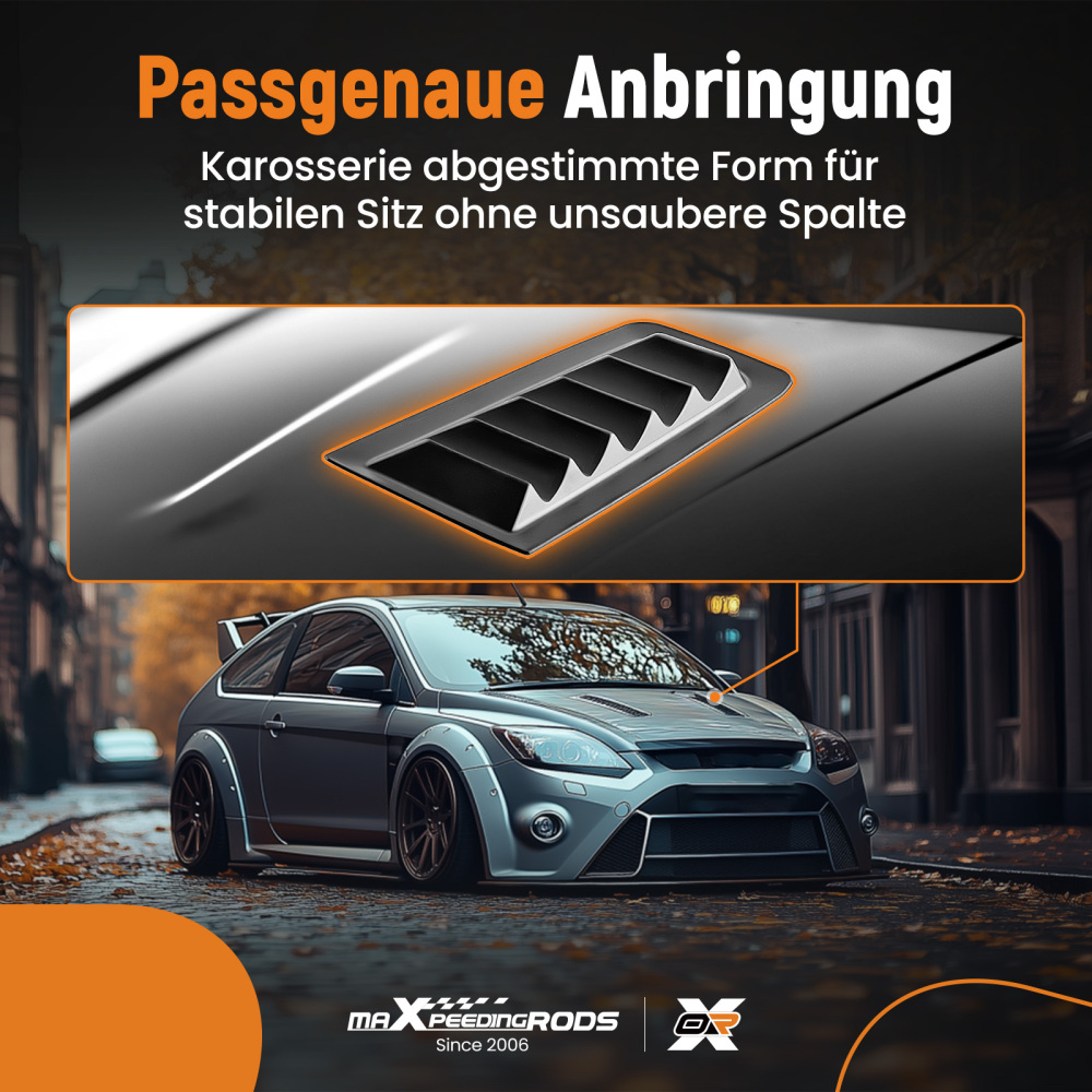 Plastic Bonnet compatible for Vents Air compatible for Vent Matte Black compatible for Ford Focus MK2 RS Style ABS