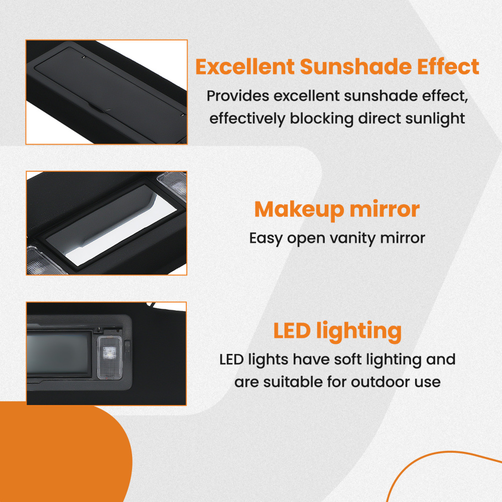 2 PCS Lighted Vanity Mirror Black compatible for Chevrolet C4 compatible for Corvette (8 Cyl, 5.7L) Front