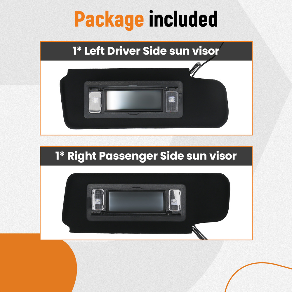 2 PCS Lighted Vanity Mirror Black compatible for Chevrolet C4 compatible for Corvette (8 Cyl, 5.7L) Front