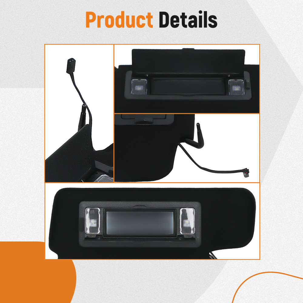 2 PCS Lighted Vanity Mirror Black compatible for Chevrolet C4 compatible for Corvette (8 Cyl, 5.7L) Front