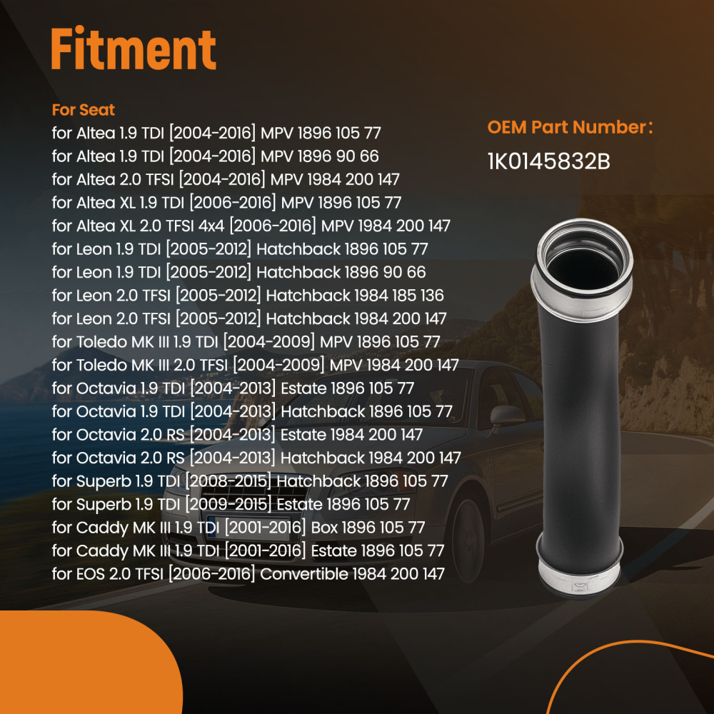 Turbo Intercooler Pipe Boost Hose Pipe compatible for VW Golf MK5 compatible for Seat 1.9TDI 1K0145834B