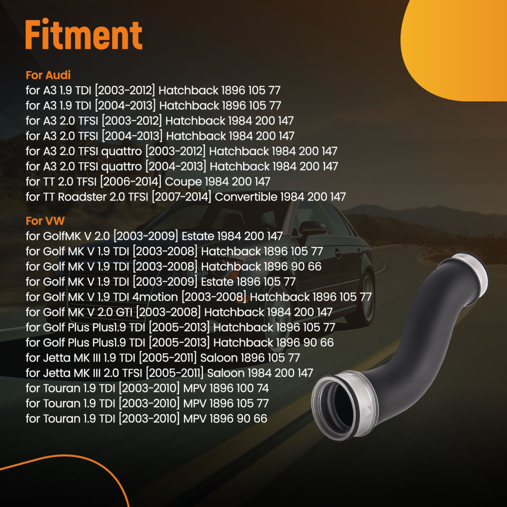 Turbo Intercooler Pipe Boost Hose Pipe compatible for VW Golf MK5 compatible for Seat 1.9TDI 1K0145834B