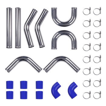 Universal Turbo Boost Intercooler Pipe Kit 2.5 inch 64mm 8 Pcs Aluminum Piping Blue