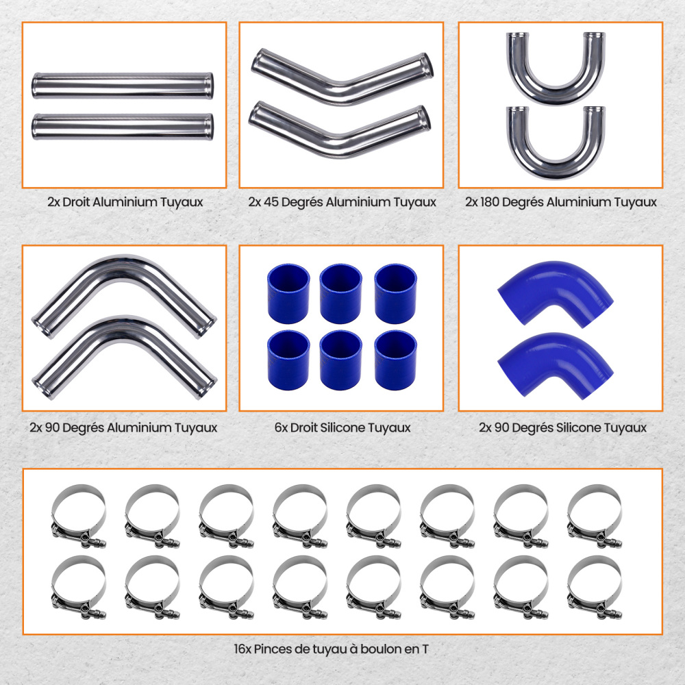 Universal 3 Inches 3 76mm Intercooler Pipe Piping Kit Air Intake DIY