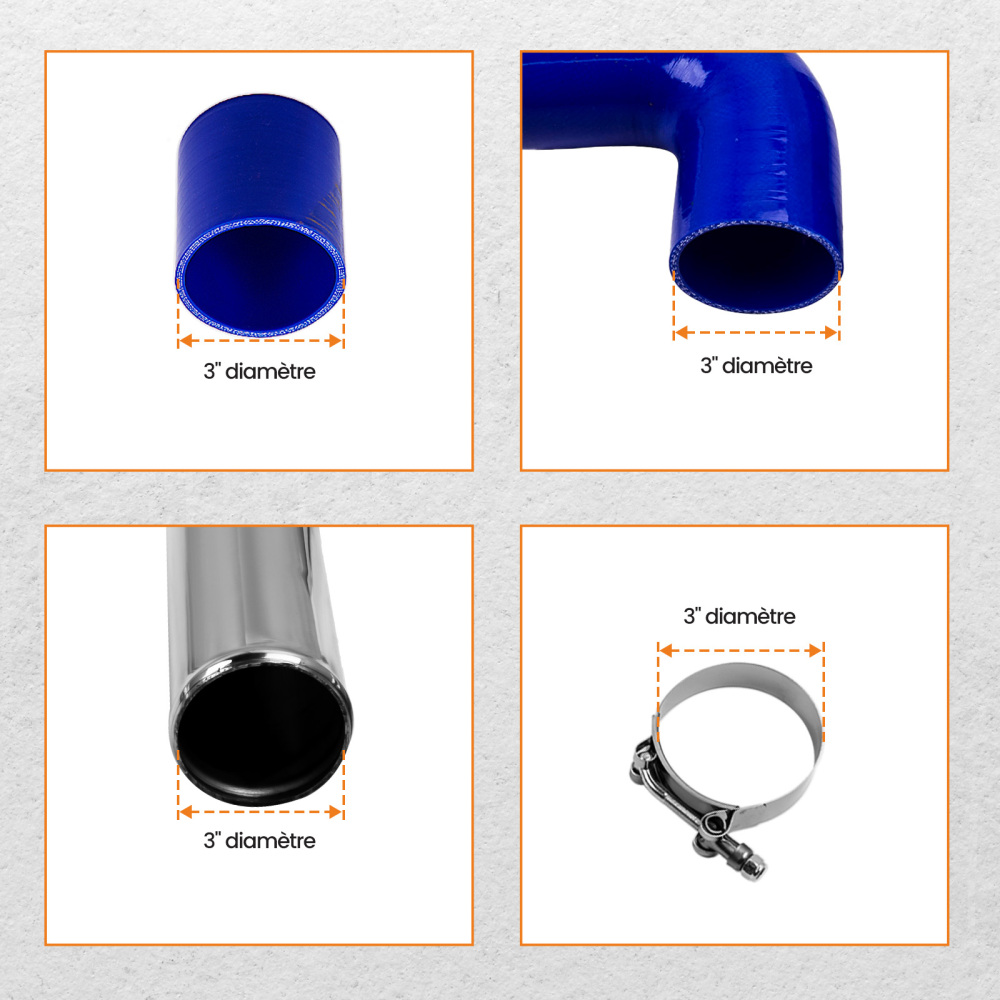 Universal 3 Inches 3 76mm Intercooler Pipe Piping Kit Air Intake DIY