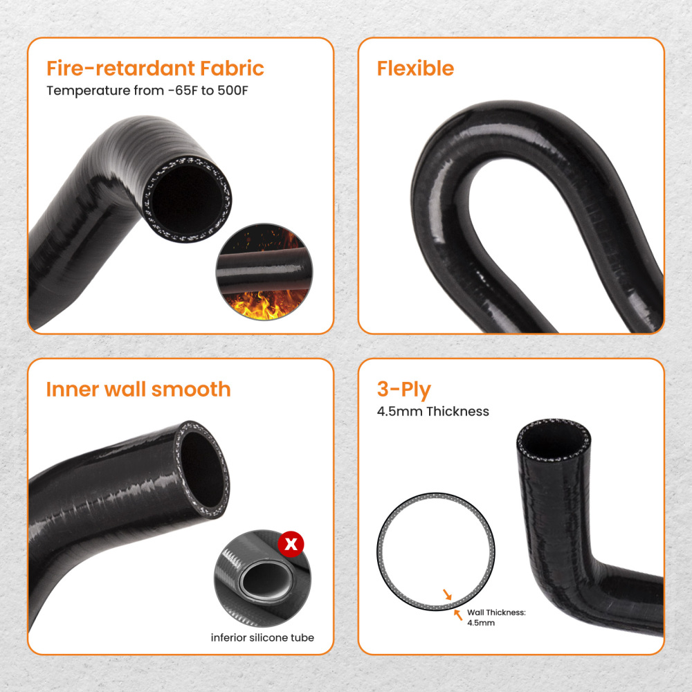 Compatible for Honda Civic D15 D16 EG EK SOHC 1992-2000 9Pcs Black Heater Hose Pipe Kit
