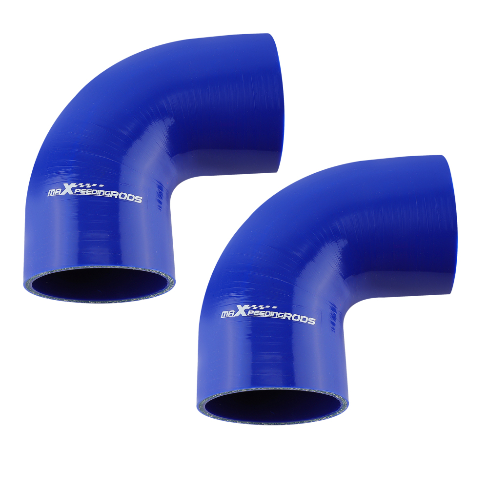 Universal 2.5 63mm Aluminum Intercooler Pipe Tube Kit+Blue HoseClamps