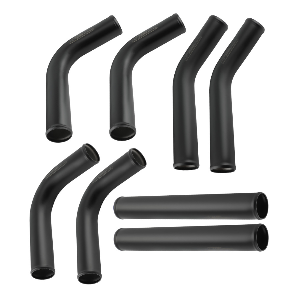 2.5 Inch Universal Aluminum Intercooler Pipe Tube Kit + Silicone HoseClamps