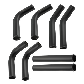 2.5 Inch Universal Aluminum Intercooler Pipe Tube Kit + Silicone HoseClamps