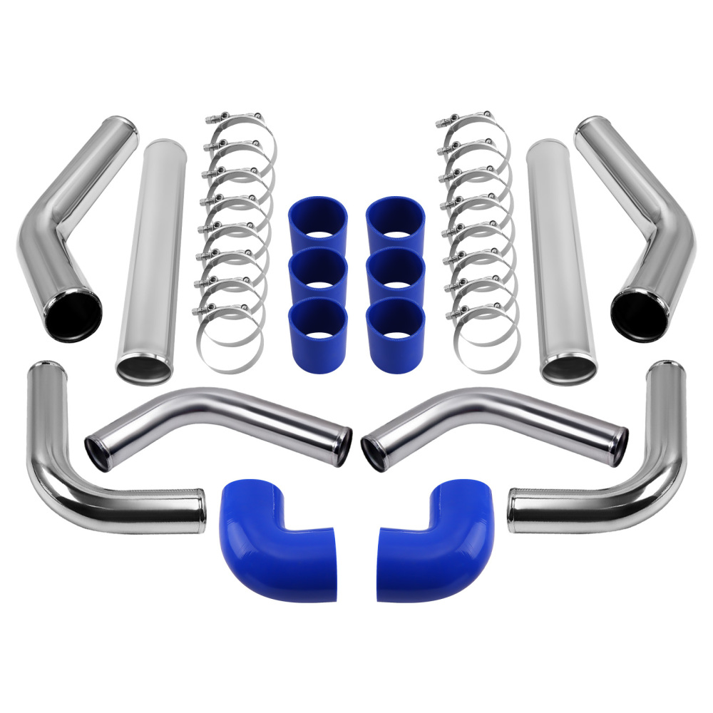 2.5 Universal 8PCS Turbocharger Front Intercooler Pipe Silicone Hose T-Clamp