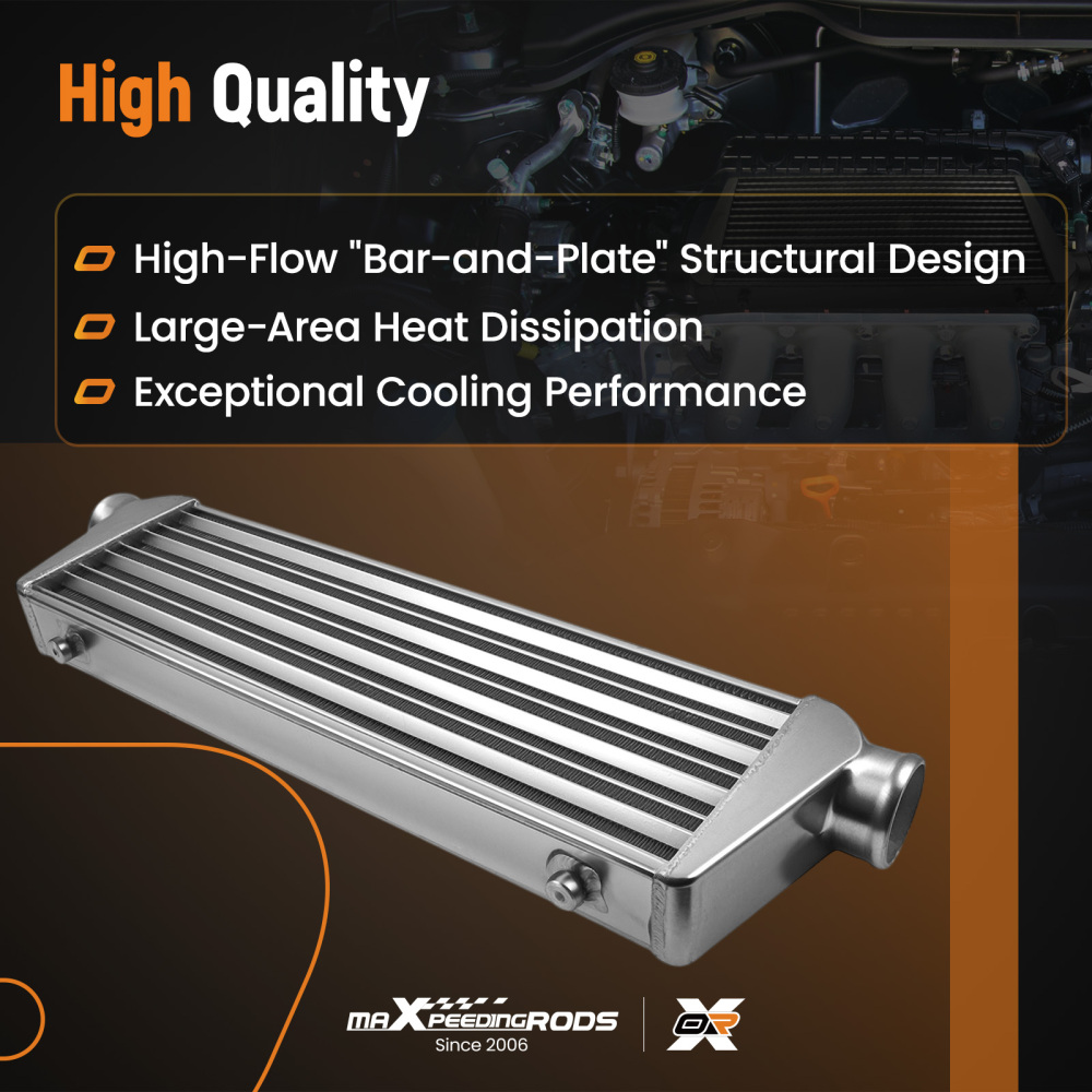 2.5'' inch Outlet/Inlet 550x180x65mm Bar&Plate Intercooler Front Mount Universal
