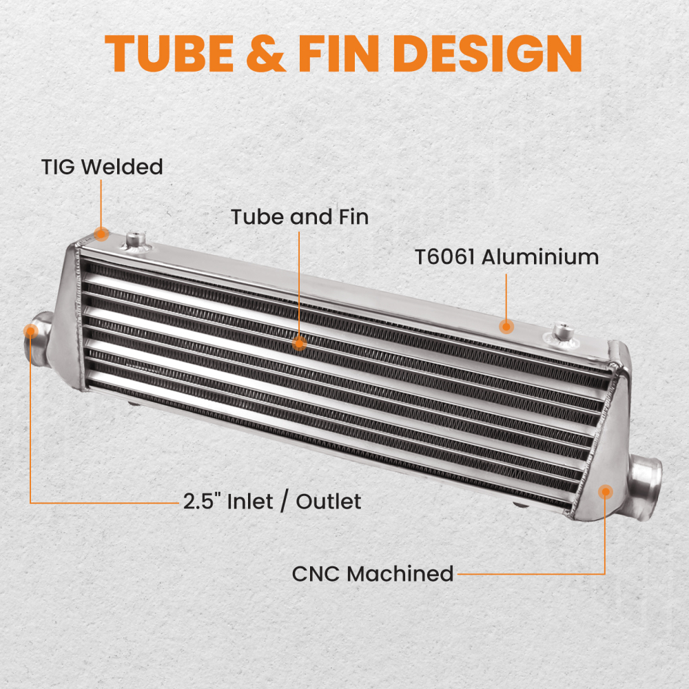 Aluminium Turbo Refroidisseur Intercooler 27 x 7 x 2.5 Tube et aileron