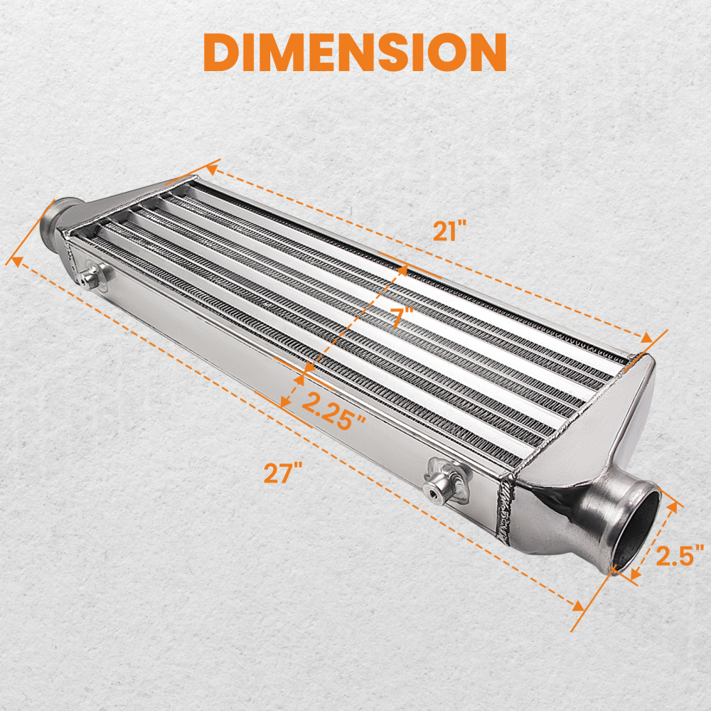 Universal Turbo Front Mount Aluminum Intercooler 27 X 7 X2.5 Tube and Fin