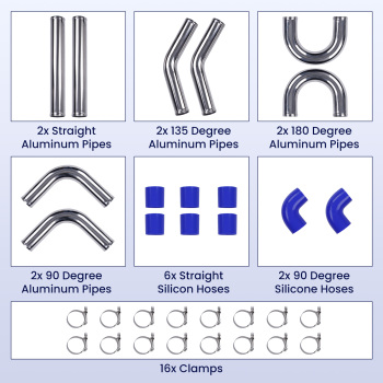 2.5 Universal Pipe KitFront Mount Intercooler 27x7x2.5 Core TubeFin New