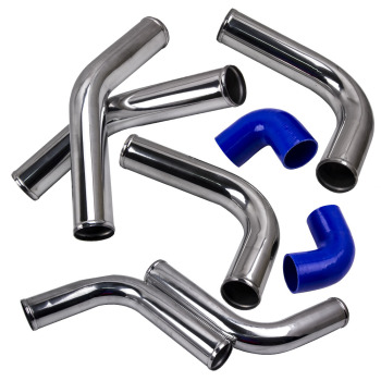 Universal Turbo Intercooler 27x7x2.5Aluminum Pipe Piping Hose Pipes Kit