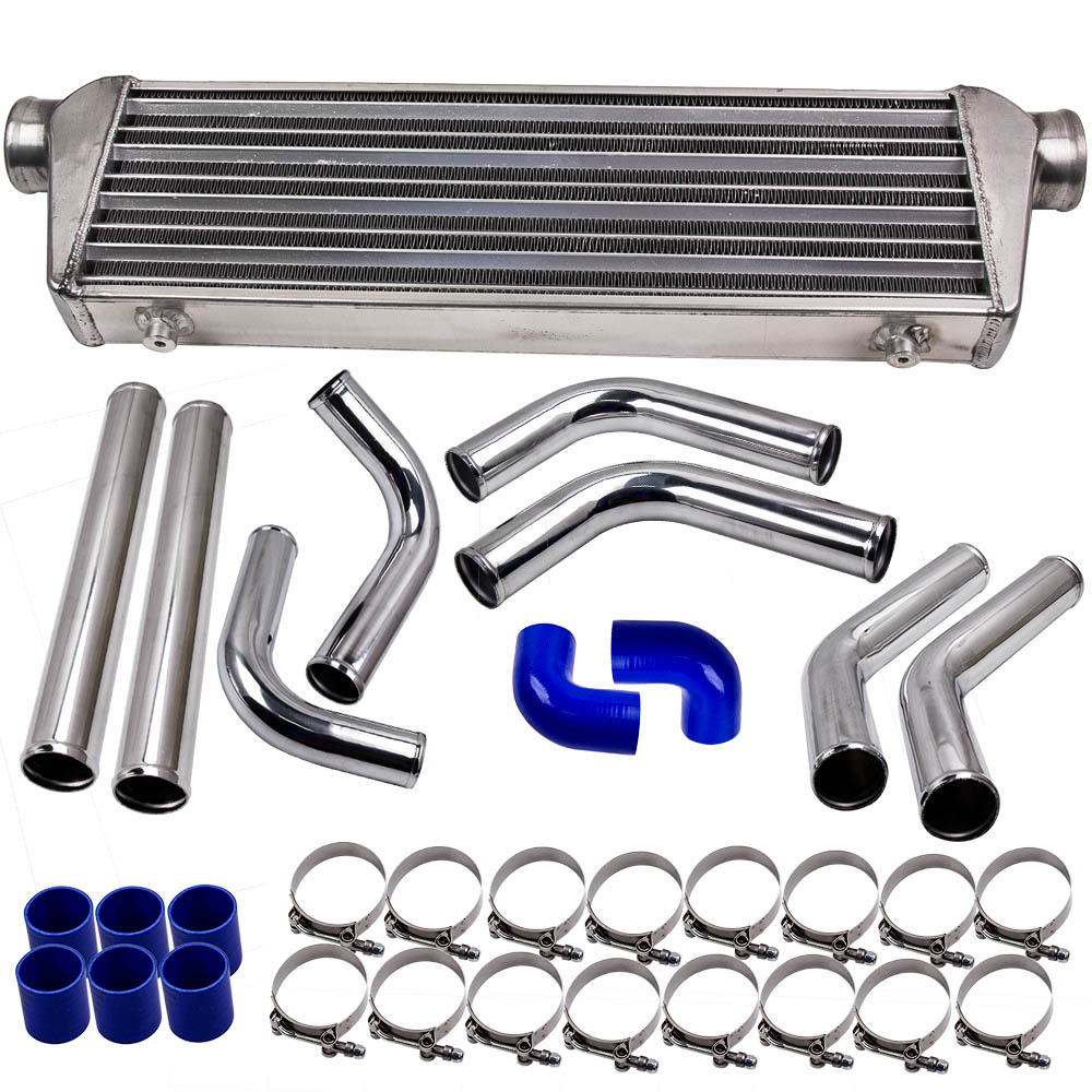 Universal Turbo Intercooler 27x7x2.5Aluminum Pipe Piping Hose Pipes Kit