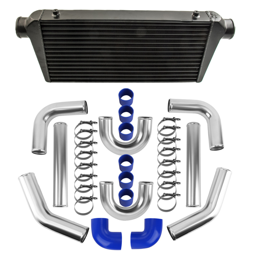 Black Intercooler 600X300X76MM + 3 (76mm) Intercooler Refroidisseur Tuyau Kit