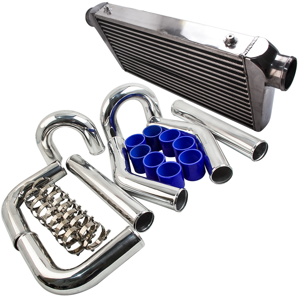 600 x 300 x 76mm Intercooler Silver + 3 Intercooler Piping Pipe Kit Hose Kit