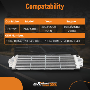 Intercooler compatible for VW Volkswagen Transporter T5/T6 1.9 /2.5 TDI 7H0145804A