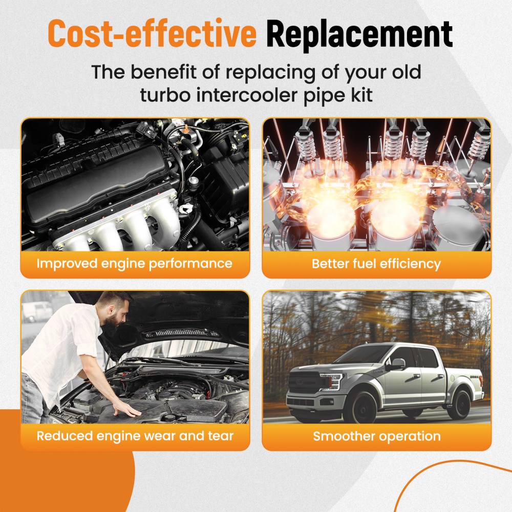 Intercooler +Cold Intercooler Pipe KitFor compatible for Ford BC3Z6K775BBC3Z6F073B