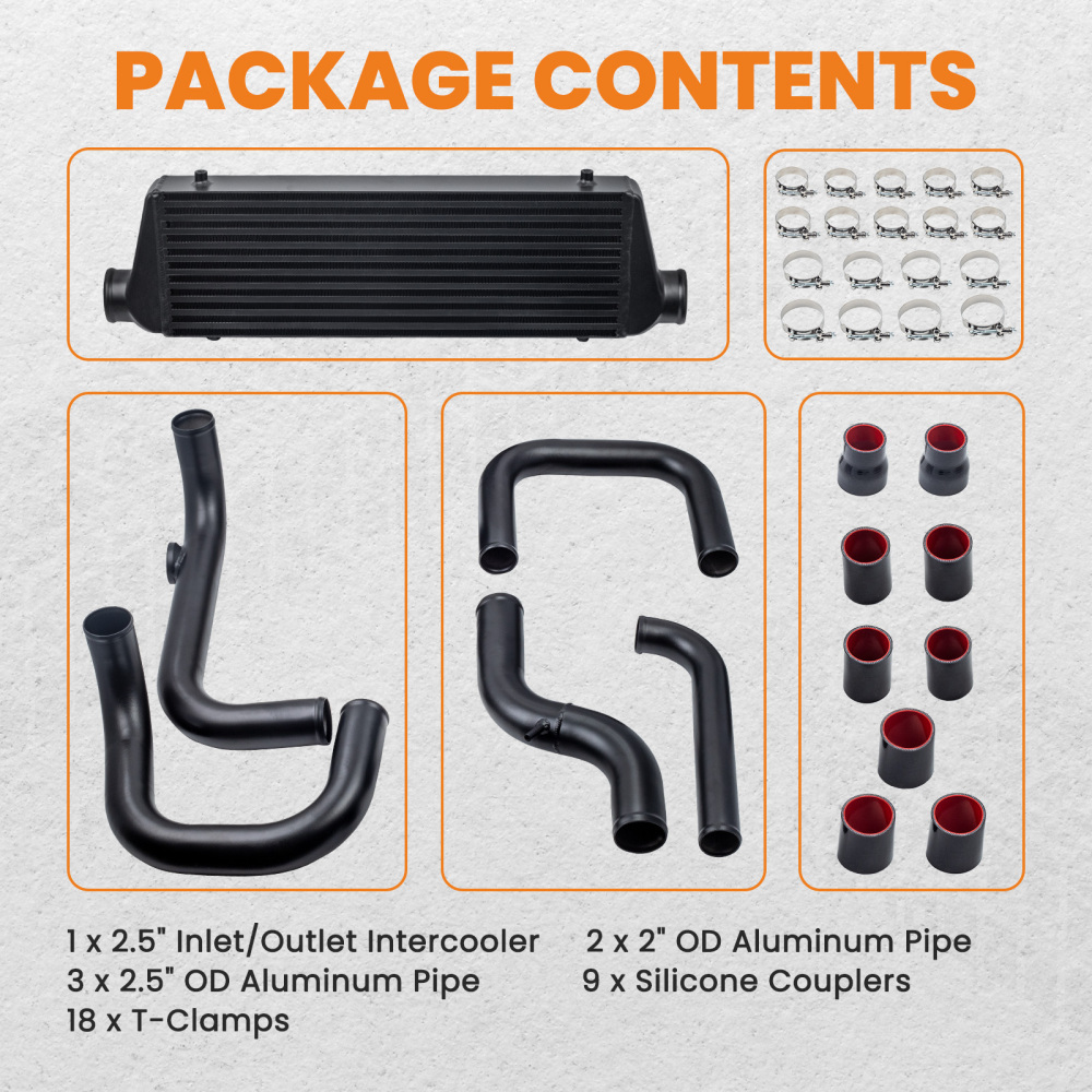 2.5 In/Outlet IntercoolerAluminum Pipe Tube Kit compatible for Honda Del Sol 1993-1997