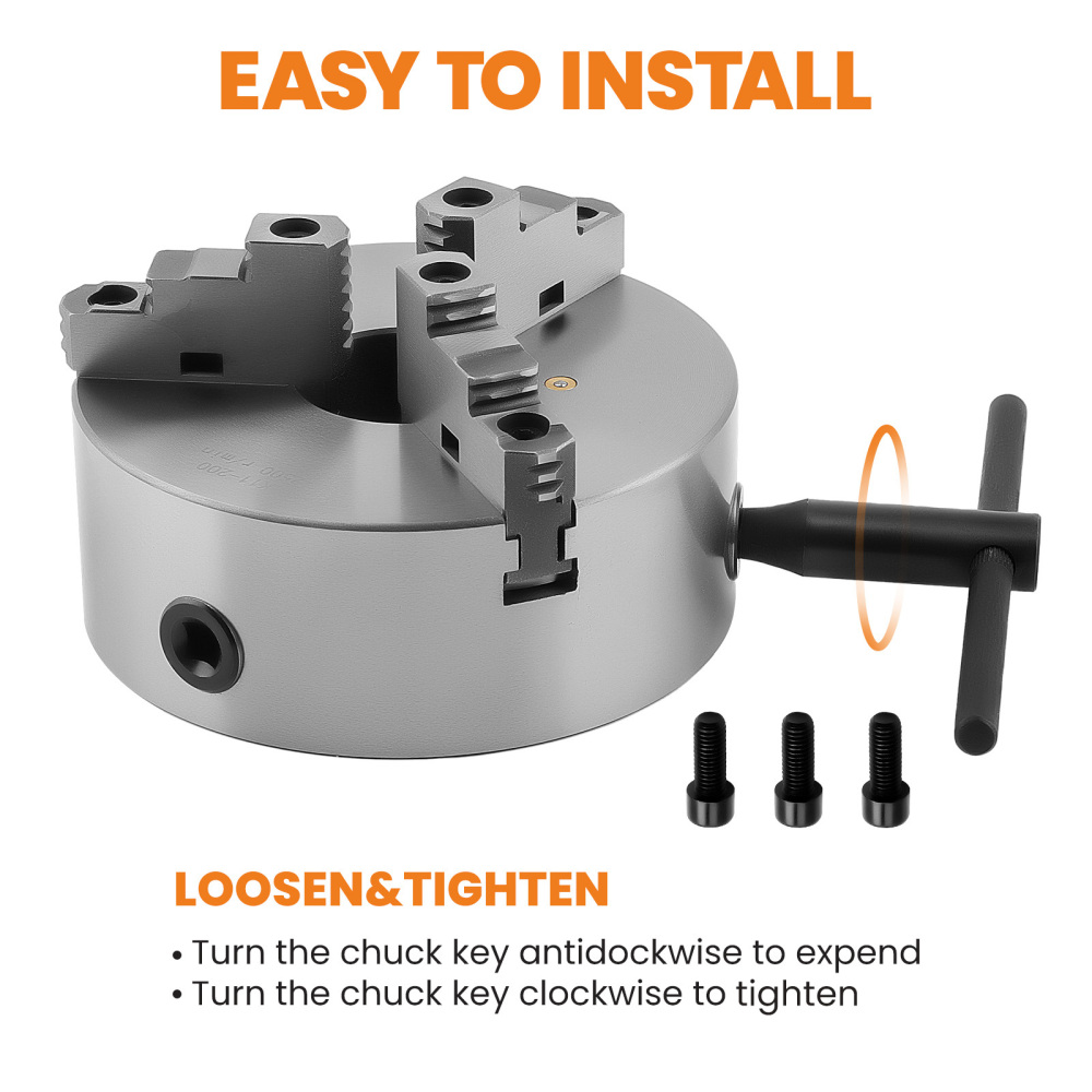 8 3 Jaw Self Centering Lathe Chuck Milling K11-200A Hardened Steel