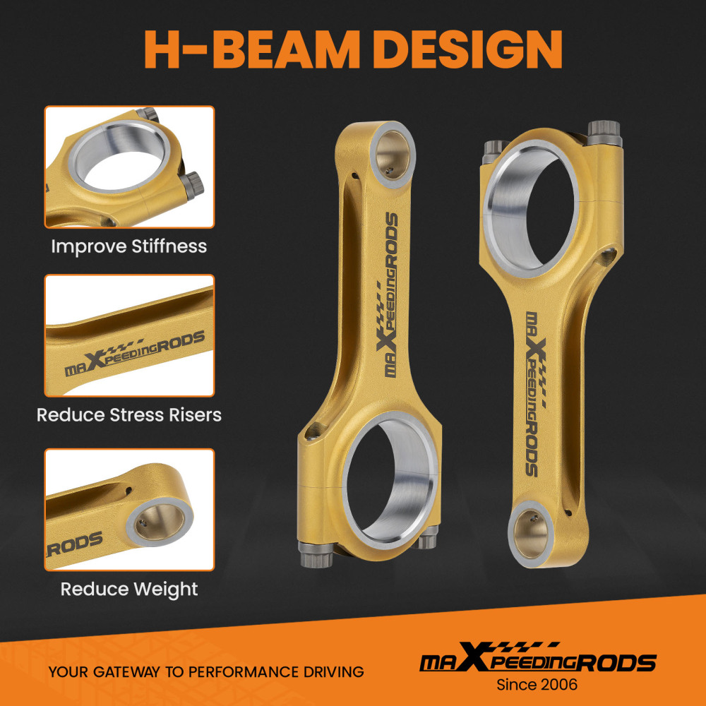 4pcs Titanized H-Beam Connecting Rods compatible for Suzuki 1.3L G13b Engine 4.724 ARP2000