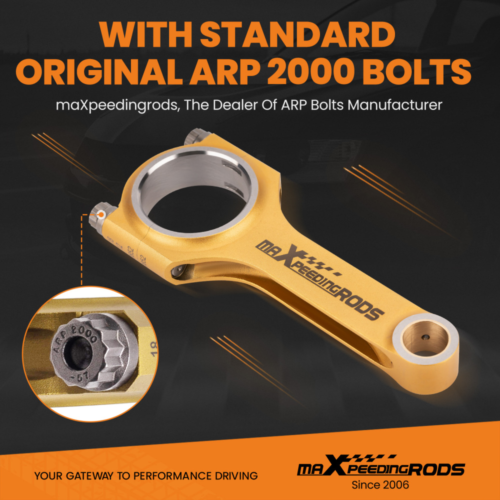 4pcs Titanized H-Beam Connecting Rods compatible for Suzuki 1.3L G13b Engine 4.724 ARP2000