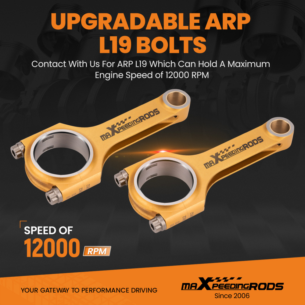 4pcs Titanized H-Beam Connecting Rods compatible for Suzuki 1.3L G13b Engine 4.724 ARP2000