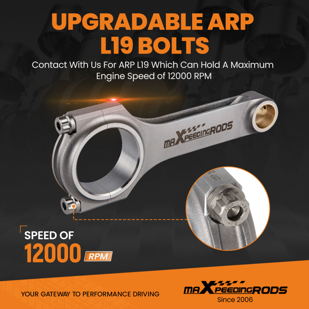 Forged 4340 Performance Connecting Rods compatible for Suzuki 1.3L G13b Engines 4.724 ARP