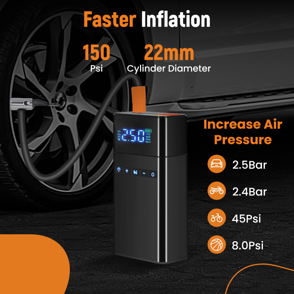 1PCJump Starter with Air Compressor with 150PSI Digital Tire Inflator