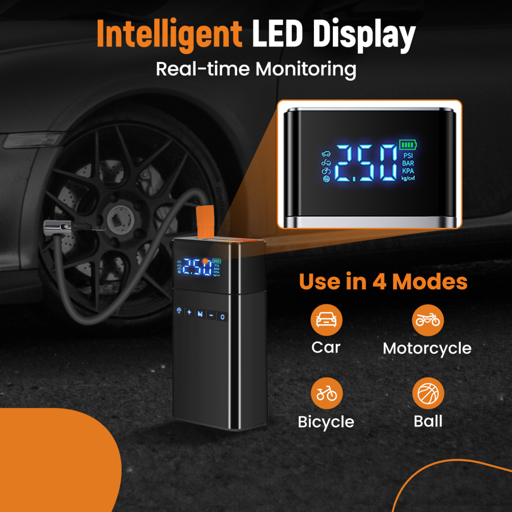 1PCJump Starter with Air Compressor with 150PSI Digital Tire Inflator