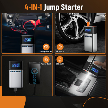 2500A18000mAh Portable Battery Booster with 150PSI Air Pump Power Bank W/LED