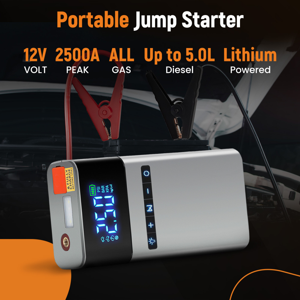 2500A18000mAh Portable Battery Booster with 150PSI Air Pump Power Bank W/LED