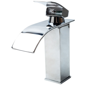 Bathroom Waterfall Basin Sink Faucet Brushed Nickel Mixer Tap with Cover Plate