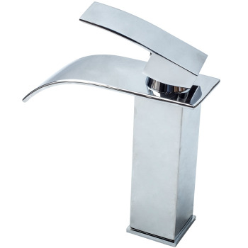 Bathroom Waterfall Basin Sink Faucet Brushed Nickel Mixer Tap with Cover Plate