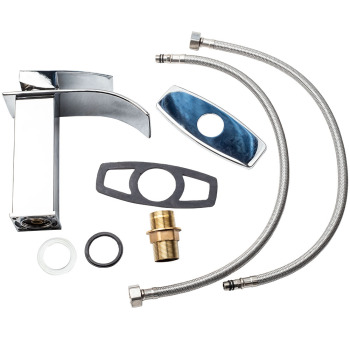 Bathroom Waterfall Basin Sink Faucet Brushed Nickel Mixer Tap with Cover Plate