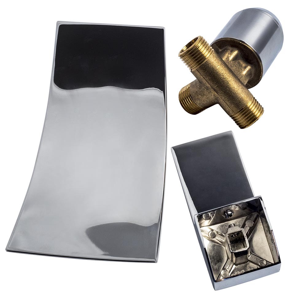 Wall Mount Bathroom Sink Faucet Waterfall Spout Tub Modern Chrome Mixer Tap