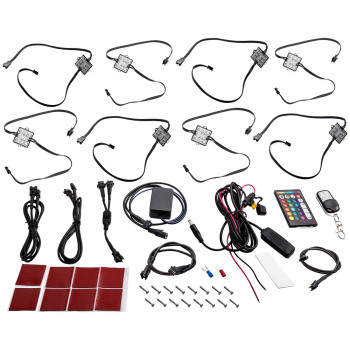 8 Pods RGB LED Rock Lights Kit Underglow Neon Light 6 LED Per Pod 4WD 4X4