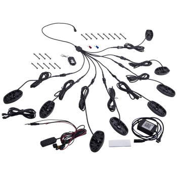 8pcs Pod RGB LED Rock Light Kit Remote Lamp Offroad Truck bluetooth APP Control
