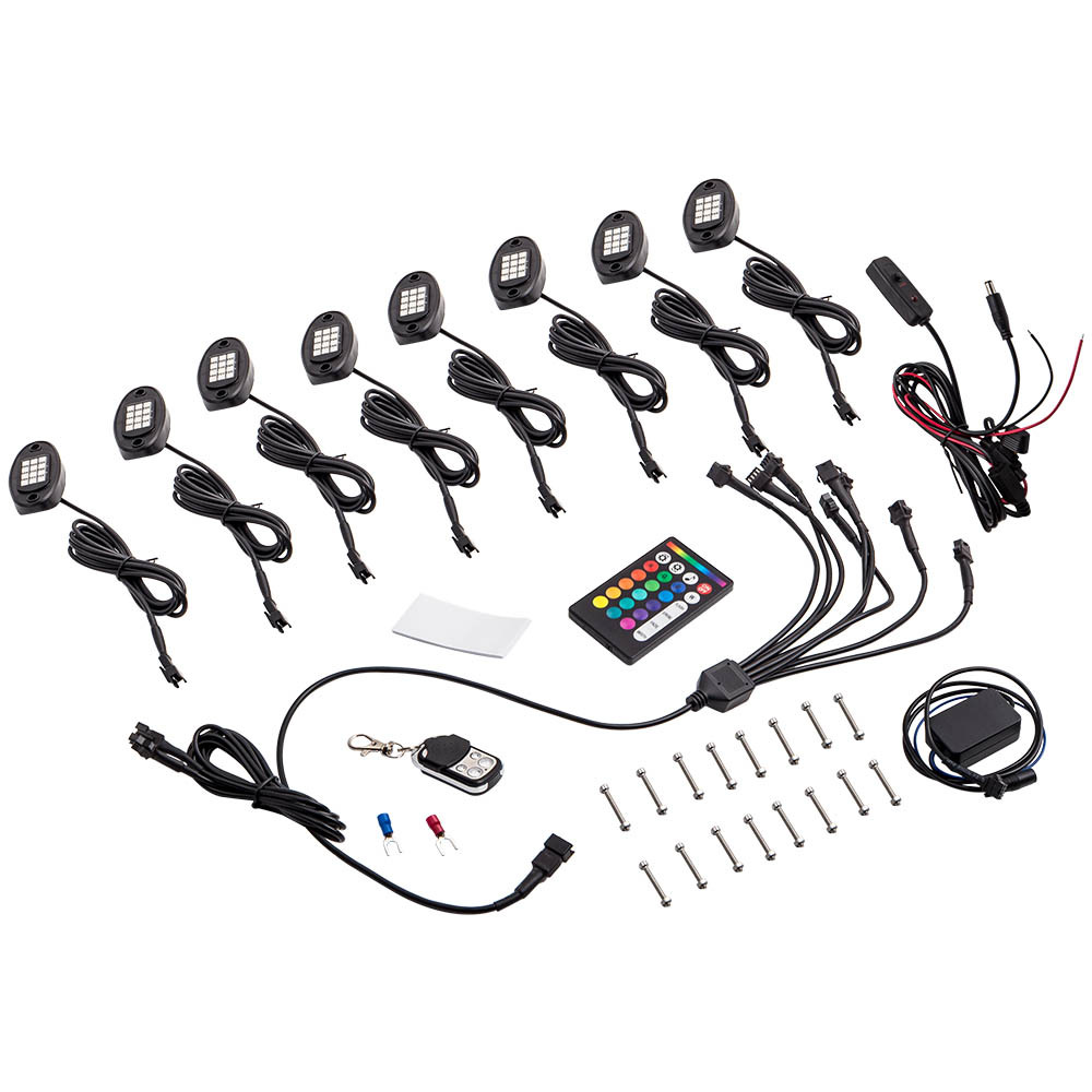 8Pod RGB Neon LED Rock Light Control Glow Under Lamp For Offroad Car Truck Boat
