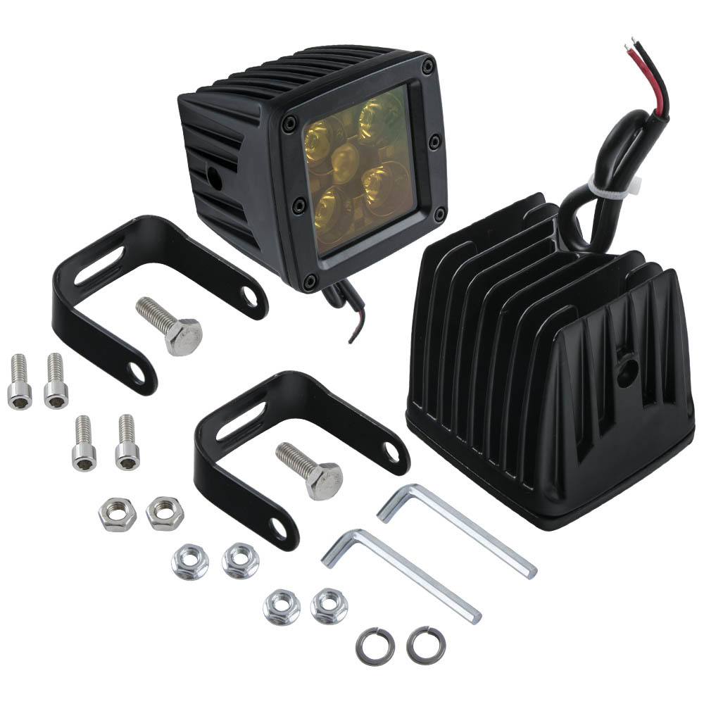 2pcs 3 LED Cube Work Light Bar Fog Driving Lamp Yellow compatible for Jeep Pickup Wagon